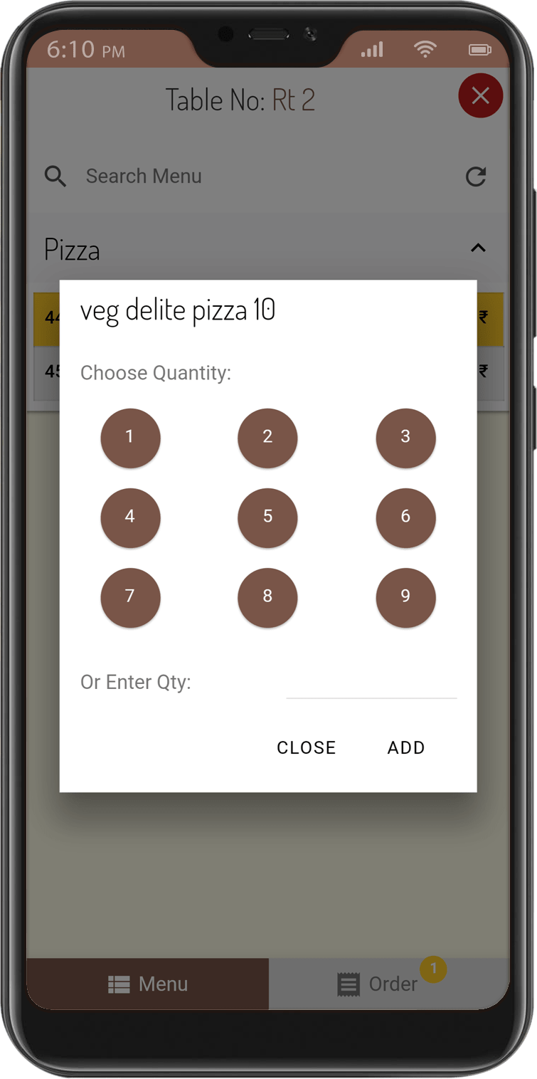 Eatery take-order screen