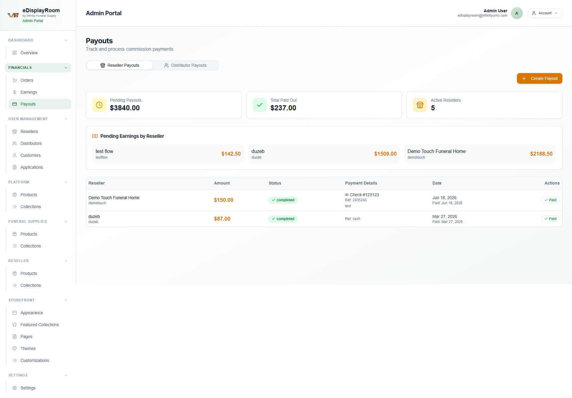 Distributor Payout Splits