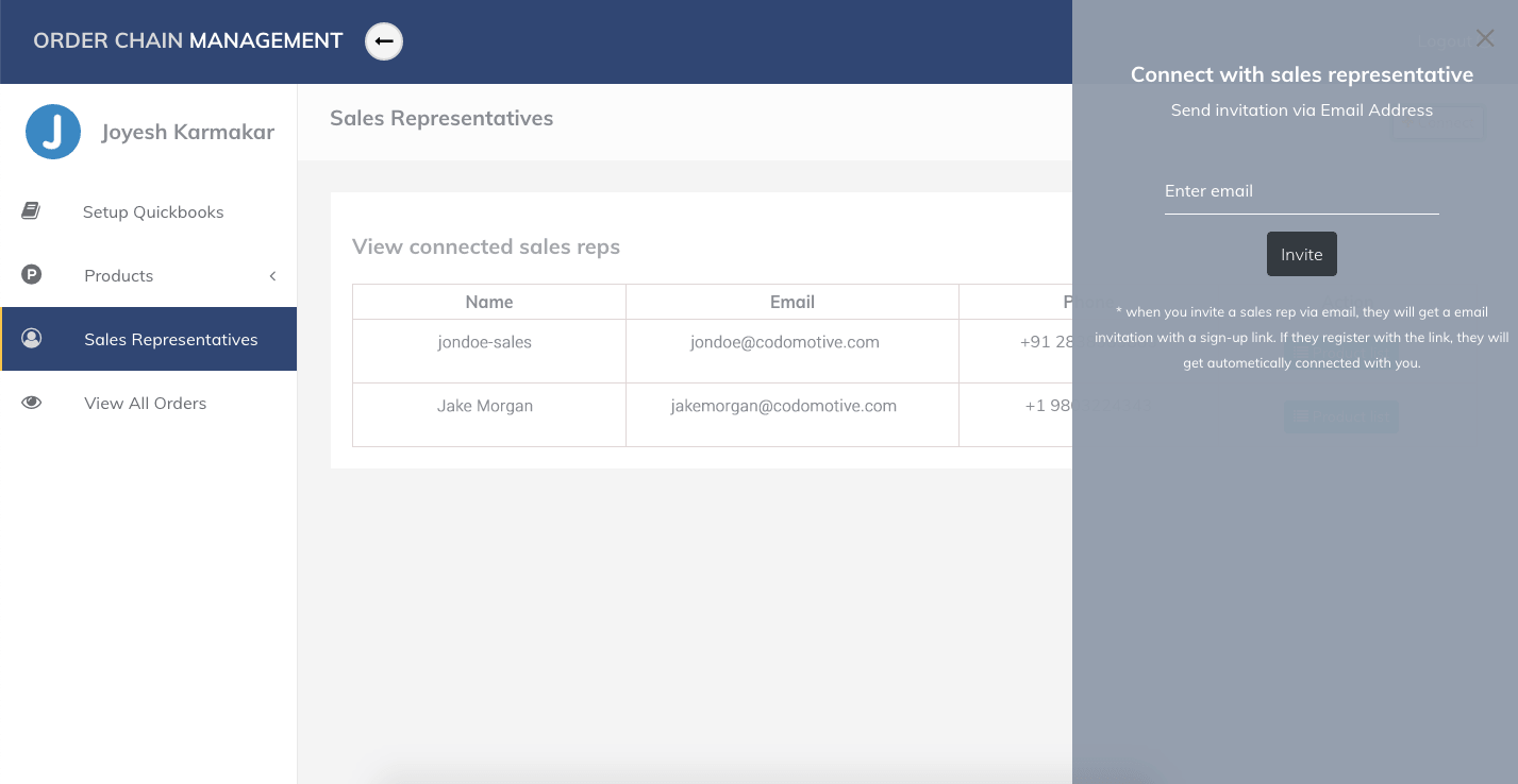 Sales rep panel