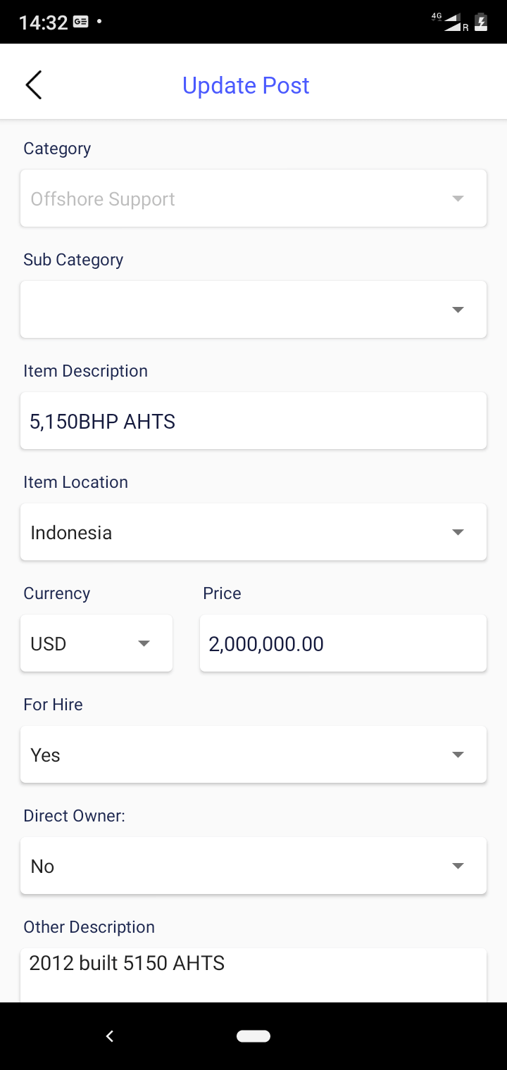 Post listing screen